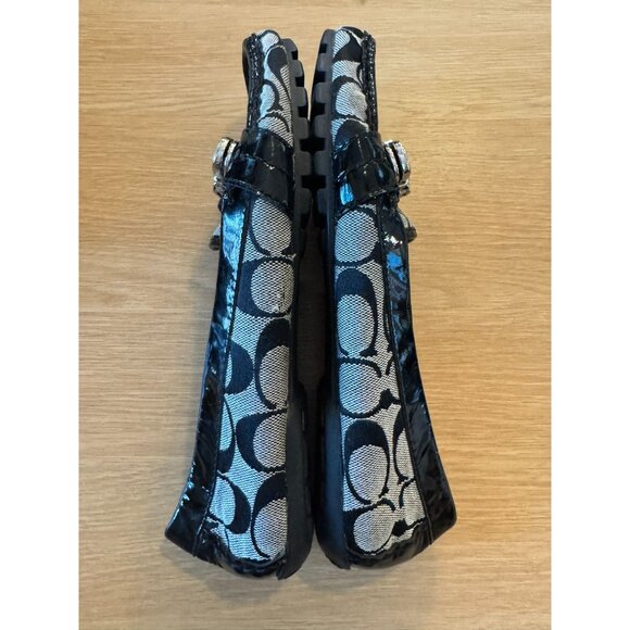 Coach Black & White Signature Canvas & Patent Leather Loafers Pauleen 7 B A0236 - Picture 6 of 11